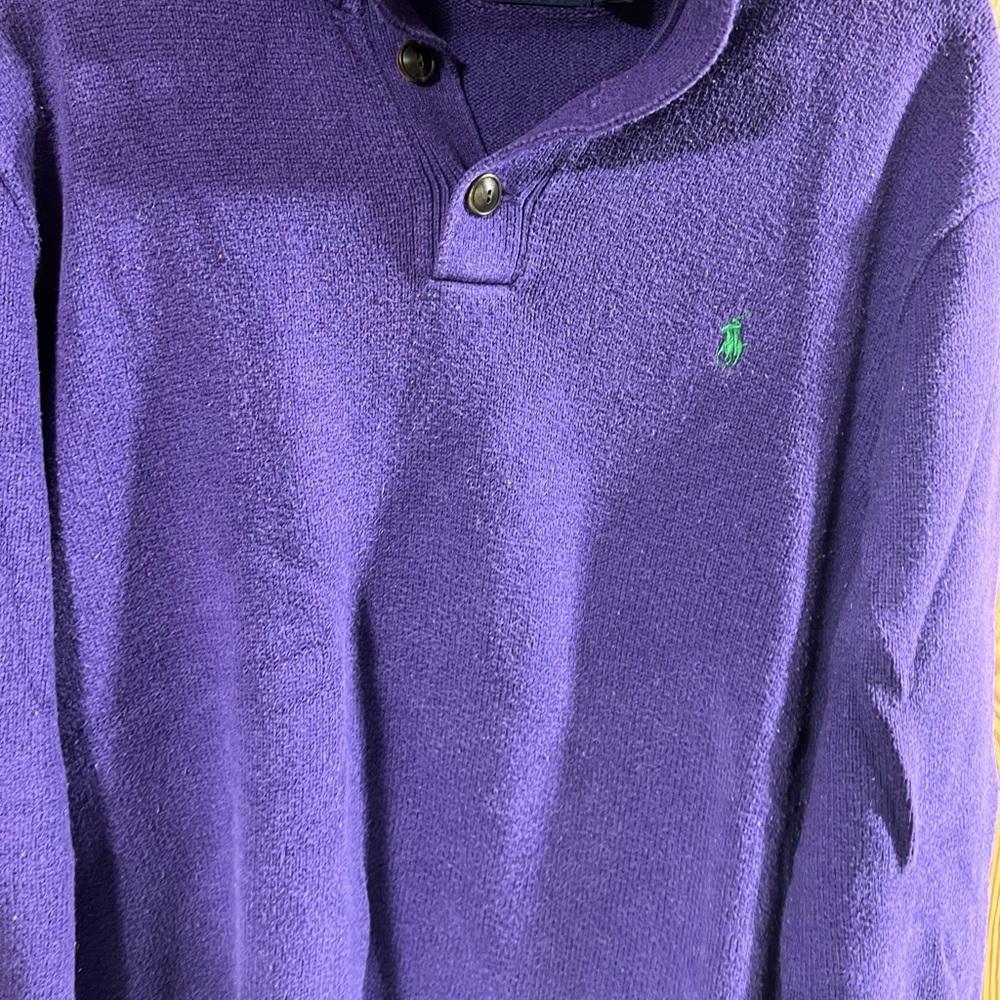 Polo Ralph Lauren Purple XL Turtleneck Sweater With Three Buttons - Picture 5 of 13
